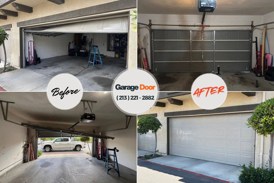 Before and after: garage door repair Ballston Spa, NY